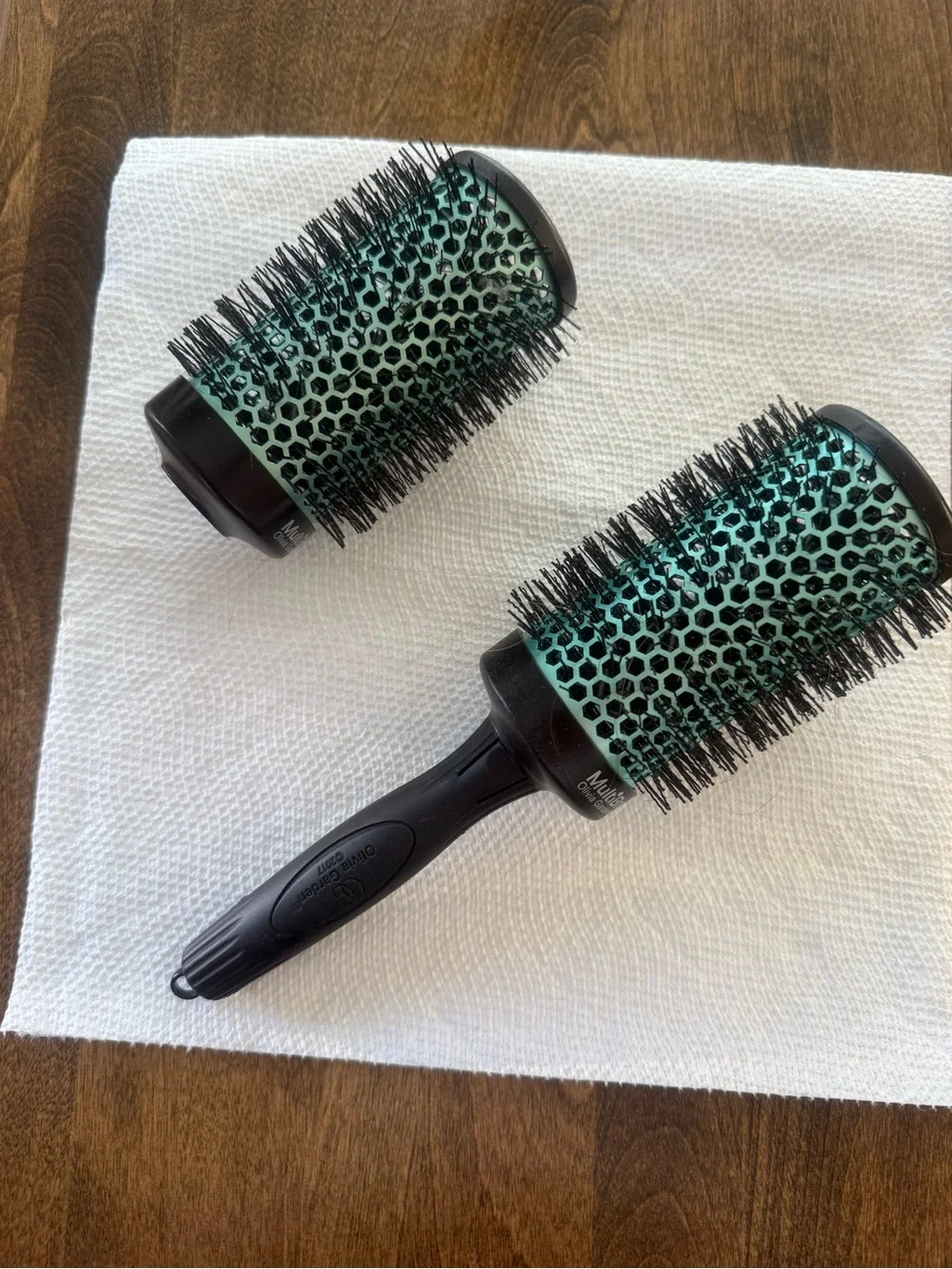 Mint Green Ceramic Round Brush Barrels with Detachable Handle - Set of 2